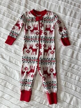 Hanna Andersson Baby 70 6-12M Organic Cotton Christmas Reindeer Pajamas
